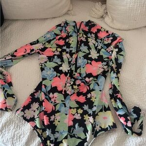 Billabong Floral Long Sleeve One Piece Swimsuit